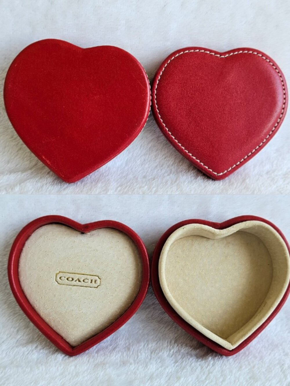Mini Coach Y2K Red Leather Heart Jewelry Box Ring Necklace & Earring Storage